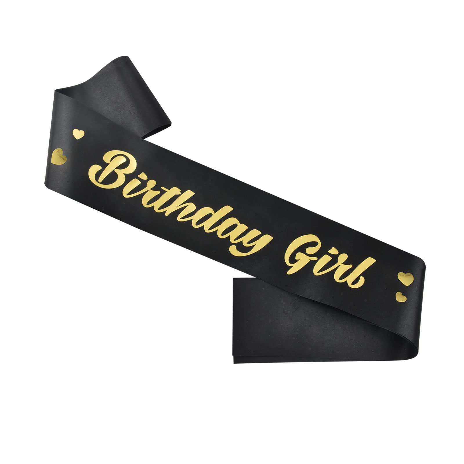 Ulikee Birthday Girl Sash, Black Soft Satin Sash with Gold Foil Birthday Girl for 10th 16th 18th 21th 30th Birthday Party Favors Supplies (Birthday Girl Sash 1)