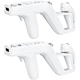 TNP Zapper Gun for Nintendo Wii 2 Pack Wireless Blaster Remote Wiimote Controller Game Attachment, Links Remote Nunchuk for Shooting Sport Games - Light White