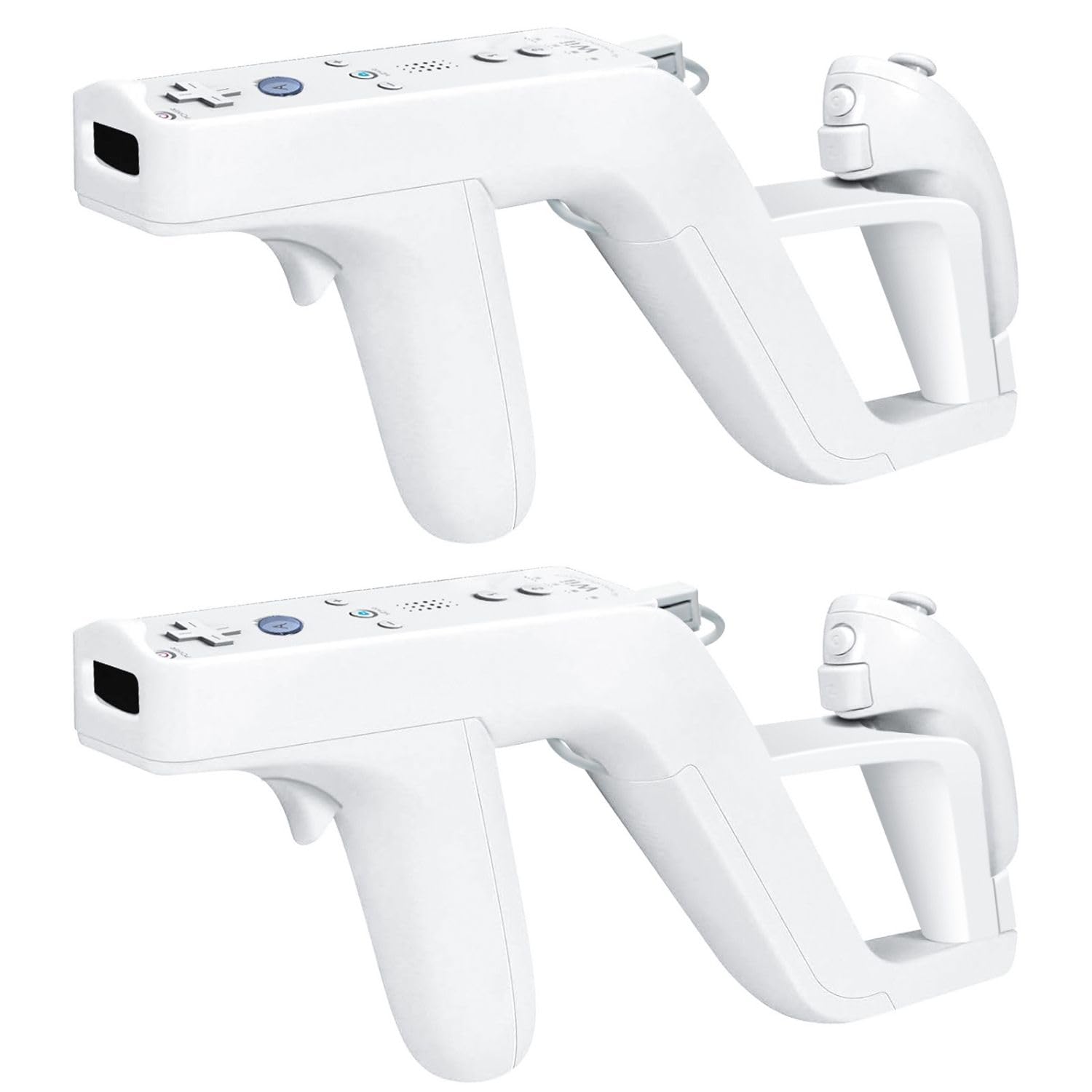 TNP Products Zapper Gun for Nintendo Wii Wireless Blaster Remote Wiimote Controller Game Attachment, Links Remote Nunchuk for Shooting Sport Games - Light White