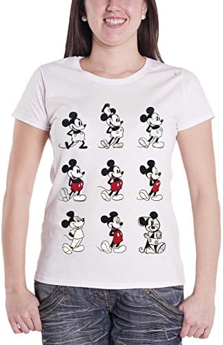 Mickey Mouse T Shirt Disney Logo Evolution Official Womens White Junior Fit