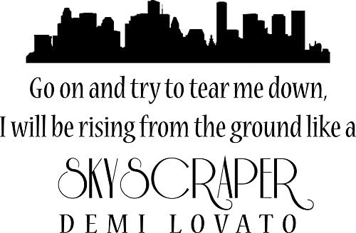 Skyscraper Lyrics Demi Lovato Vinyl Wall Quote Decal Sticker, 36 inch Black