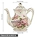 Rose Pattern Ceramic Tea Pot, STARVAST Vintage Floral Pottery Teapot Ivory 28oz Large Porcelain Decorative Teapot, Gifts or Collections Idea (Capacity: 800 mL)
