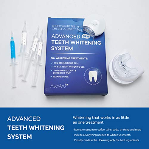 Premium Teeth Whitening Kit, LED Light, 35% Carbamide Peroxide, Safe & Natural At-Home System Without Pain or Sensitivity, Effectively Removes Stains for Whiter Teeth