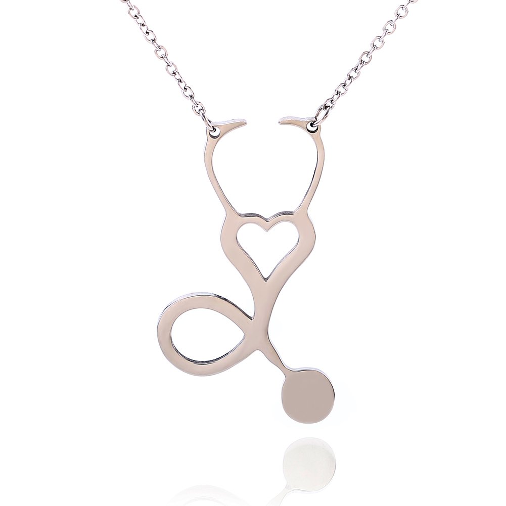 Women Stethoscope Stainless-steel Necklace Special gifts for women/sister (Stethoscope sliver)