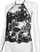 FANCYINN® Women Crochet Floral Lace Sexy Halter Neck Cocktail Tank Top Vest Black M
