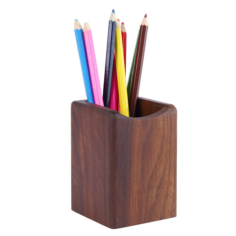 NUOBESTY Wooden Pen Holder Desk Organizer Walnut Wood Pencil Stand for Office Home School Multi-Use Storage Box