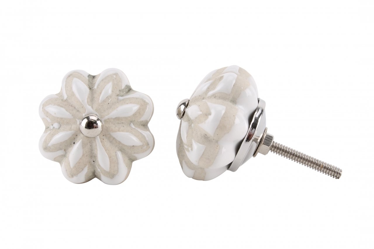 CGB Giftware | Cream Melon Shape Ceramic Drawer Pull | Drawer Pull Range | Homeware | Ceramic | Upcycle | Furniture Refurbish | 4.7cm Diameter | DEL154