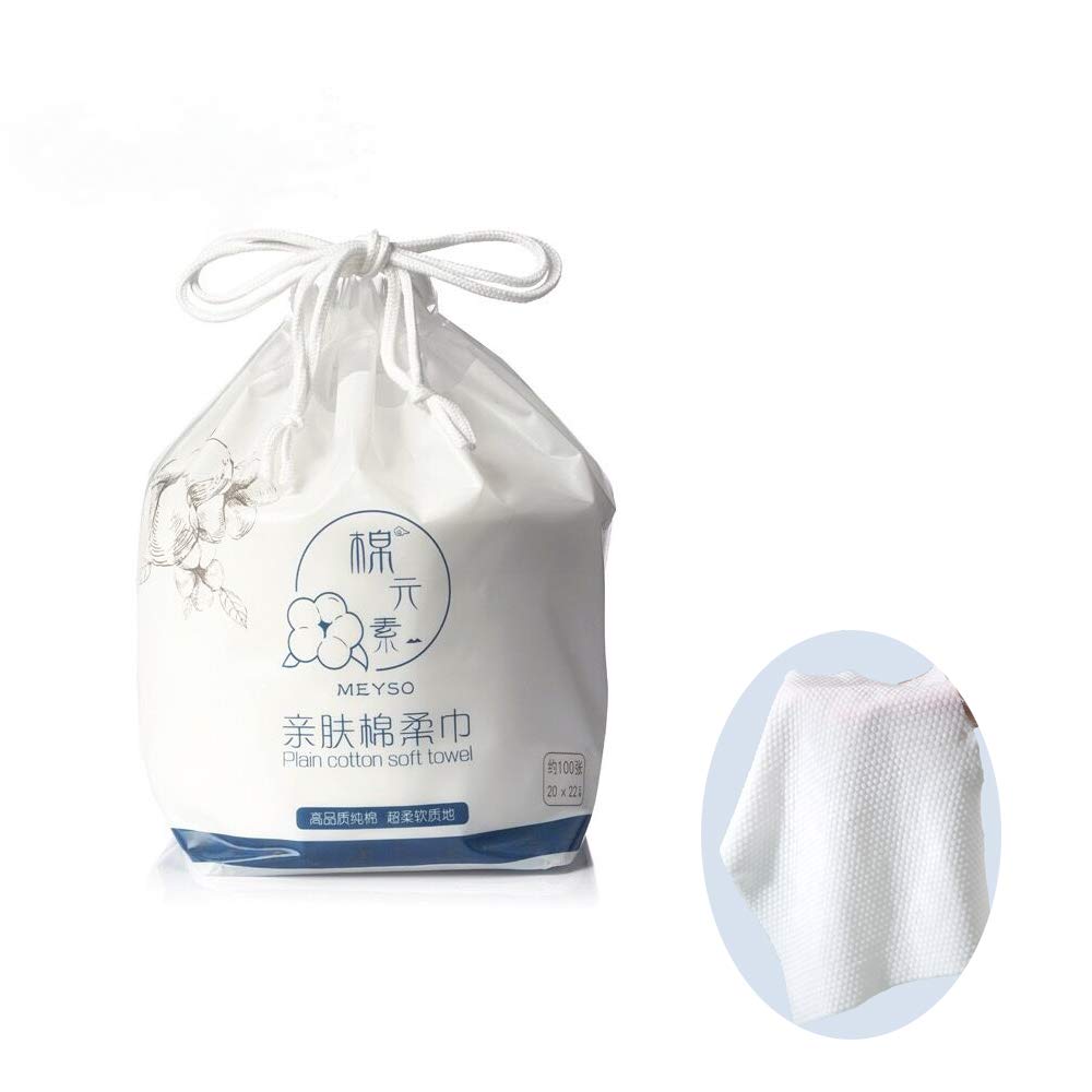MEYSO 100% Soft Cotton Disposable Facial Cleansing Face Towel Pad,100 Sheets/Roll