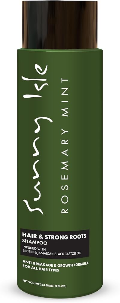 Sunny Isle Rosemary Mint Shampoo 12oz Strong Roots Anti-Breakage Biotin Castor