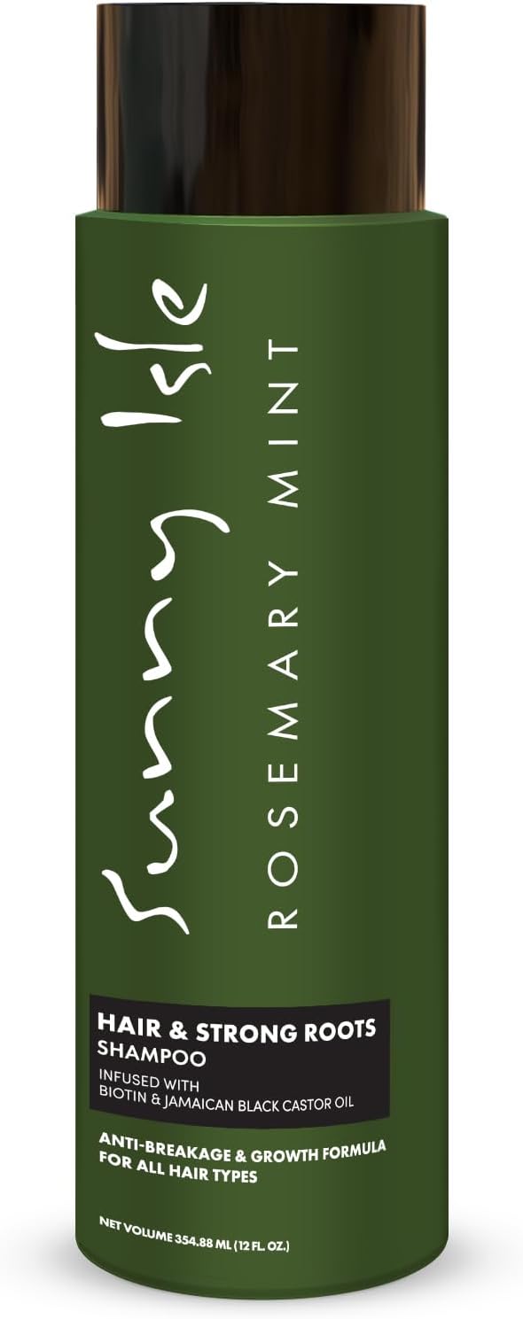 Sunny Isle Rosemary Mint Shampoo 12oz Strong Roots Anti-Breakage Biotin Castor