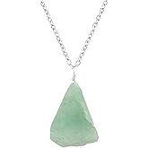 NJCRAFT Raw Gemstone Pendant Necklace for Women |Natural Healing Crystal Rough Pendant 15–25 Carat | 8–14 mm Stone |Silver Plated Chain 16+2 Inch Adjustable | Gift Jewelry