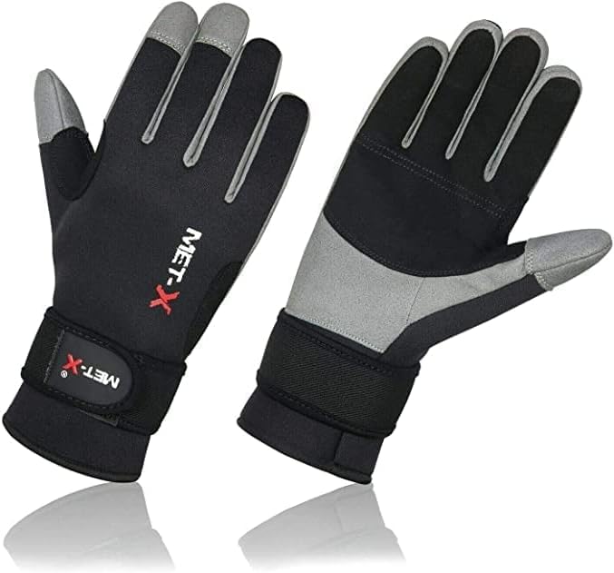 MUSCLE GYM New Neoprene Sports Gloves, Sailing, Boating, Yachting with Strong Amara Palm Anti-Slip Grip for Boating, Kayaking, Canoeing, All Water Sports,Mountain Biking, Cycling S-2XL (XXL, BLACK)