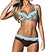 St.Dona Womens Sexy Padded Bikini with Underwire Push up Triangle Top Splicing Color Bottom 2 Piece Bathing Suits