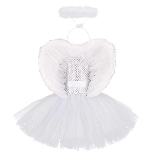 SzJias Kids Angel Wings Costume Set - Black Feather Wings & Halo For Halloween