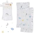 lulujo Baby Cotton Muslin Security Blankets, Pack of 2, 16 x 16-Inches, Dreamland (PW000948)