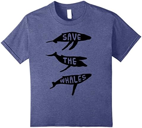 Kids Save The Whales T-Shirt, Aquatic Animal Conservation Tee 8 Heather Blue