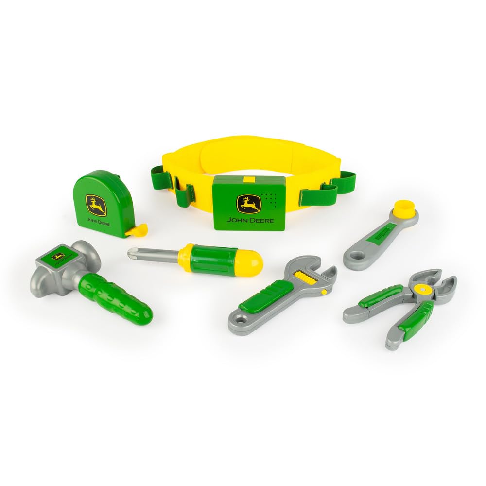 Photo 1 of John Deere Deluxe Talking Toolbelt - 7-Piece Kids Tool Set - Interactive Construction Toys - Interactive Toddler Tools Playset - Green - 7 Count - Preschool Toys Ages 2 Years and Up