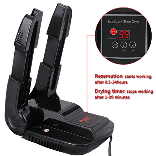 FEENM Electric Boot Dryer and Warmer, Portable Adjustable and Foldable Drying Rack for Boots Shoes Socks Glooves Helmets and More (110V) - Black