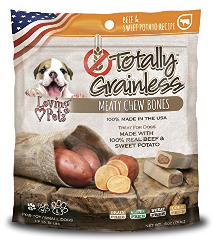 Loving PetsTotally Grainless - Beef and Sweet Potato Meaty Chew Bones for Dogs (for Small Dogs Less Than 20 lbs), 6oz