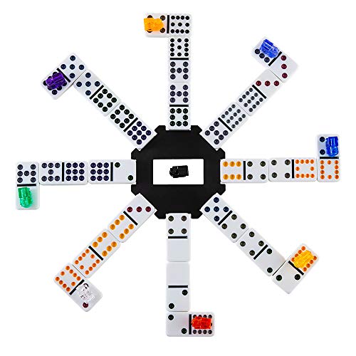 Homwom Double 12 Dominoes Set - Mexican Train Dominoes Double 12 Color Dot Dominoes with Aluminum Case
