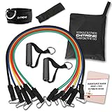 ChiTronic Premium Resistance Bands Set Workout Fitness Exercise Kit with 5 Heavy Duty Bands, Ankle Strap, Door Anchor, 2x Handles, Carrying Bag