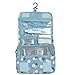 CalorMixs Hanging Toiletry Bag, Travel Organizer Cosmetic Wash Make Up Bag Case for Women Men Toiletry Kit Cosmetic Bag Travel Accessories, Blue Flowers