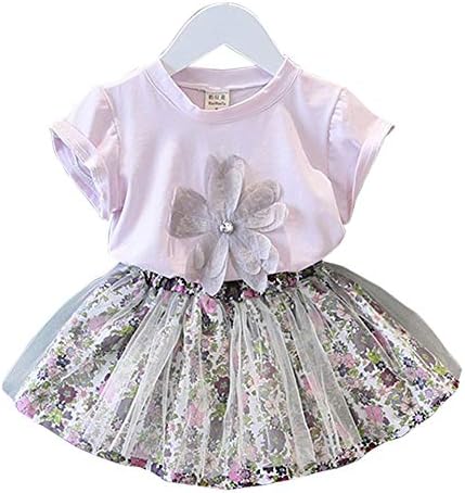 LNSBB Girls Applique Floral Top and Skirt Set in Purple Colour
