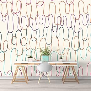 Wall Murals for Bedroom Abstract Geometric Lines Removable Wallpaper Peel and Stick Wall Stickers - 66x96 inches