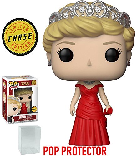 Funko Pop! Royals: The Royal Family - Diana Princess of Wales Red Dress Chase Variant Limited Edition Vinyl Figure (Bundled with Pop Box Protector Case)