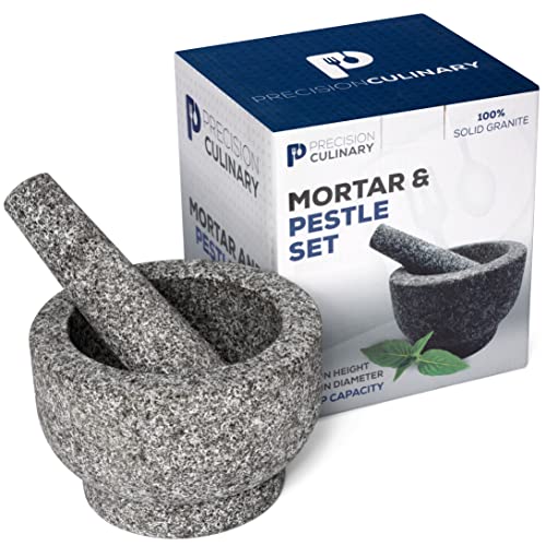 Granite Mortar and Pestle Set 6 Inch Diameter 2 Cup Capacity