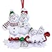 Family of 4 Snowman on Sled Personalized Christmas Ornament