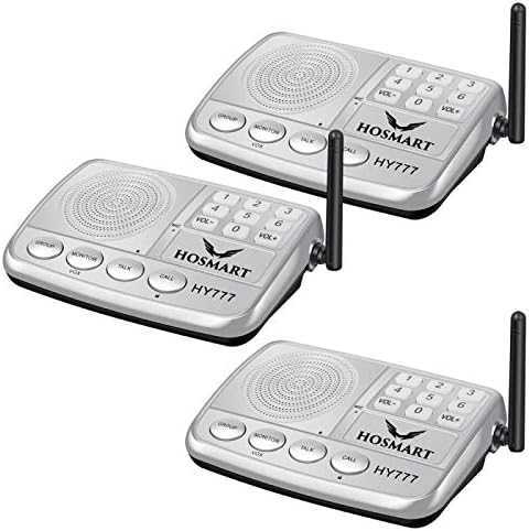 Wireless Intercom System Hosmart 1/2 Mile Long Range 7-Channel Security Wireless Intercom System for Home or Office (2018 New Version) [3 Stations Silver]