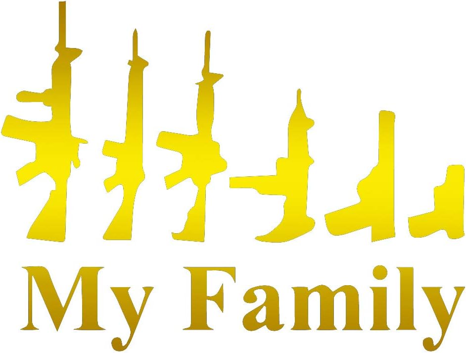 ANGDEST Gangs Gun My Family (Metallic Gold) (Set of 2) Premium Waterproof Vinyl Decal Stickers for Laptop Phone Accessory Helmet Car Window Bumper Mug Tuber Cup Door Wall Decoration