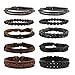 Milakoo 10 Pcs Braided Leather Bracelets Men Women Wooden Beaded Bracelets Wrap Adjustable