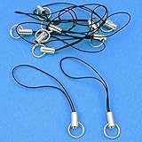 FindingKing 10 Silver Tone Black Cell Phone Charm Split Ring Strap