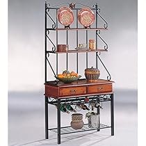 Coaster Brown/Sandy Black Finish Metal & Wood Baker's Kitchen Rack w/Drawers