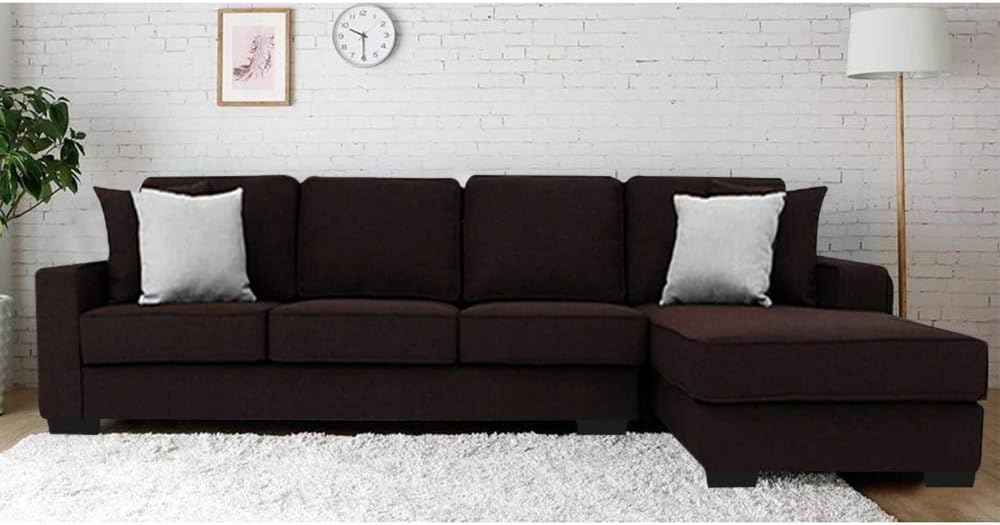 FURNY Apollo Five Seater L-Shaped Sofa (Brown)