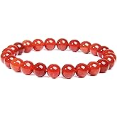 COLORFUL BLING Carnelian Crystal Stretch Bracelets Natural Gemstone Orange Carnelian Bracelet Healing Mediation Beaded Bracelet for Women Men