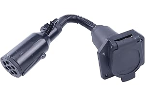 Chamixx 7 Pin Round to 7 Pin Flat Adapter Trailer Connector with Prewired 3Inch Connection TC1077P Compatible with Buyers Pro