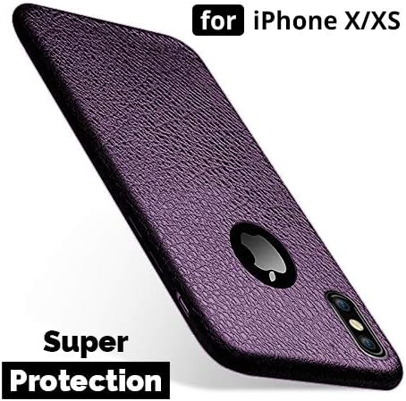 MOBILIFY's Super Protection Soft TPU Texture iPhone X/XS Back Case Cover for Girls (Texture Violet)