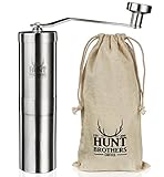 Hunt Brothers Coffee Grinder | Best Conical Burr for Precision Brewing | Upgraded Burr Piece | Top Rated Manual Coffee Mill | Aeropress Compatible, Perfect for Traveling