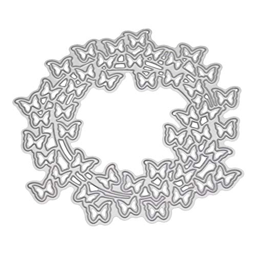 AkoMatial Cutting Dies,Butterfly Wreath Design Embossing Cutting Dies Tool Stencil Template Mold Card Making Scrapbook Album Paper Card Craft,Metal