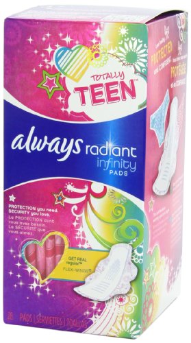 Always Totally Teen Radiant Infinity Pads 28 Count