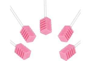 Wellgler's Disposable Oral Swabs,Sterile Sponge Mouth Swabs,Individually Wrapped (100pcs,Pink)