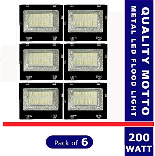 Quality Motto 200 Watt Ultra Thin Slim Ip66 LED Flood Outdoor Light Cool White Waterproof- 200W (Pack of 6)