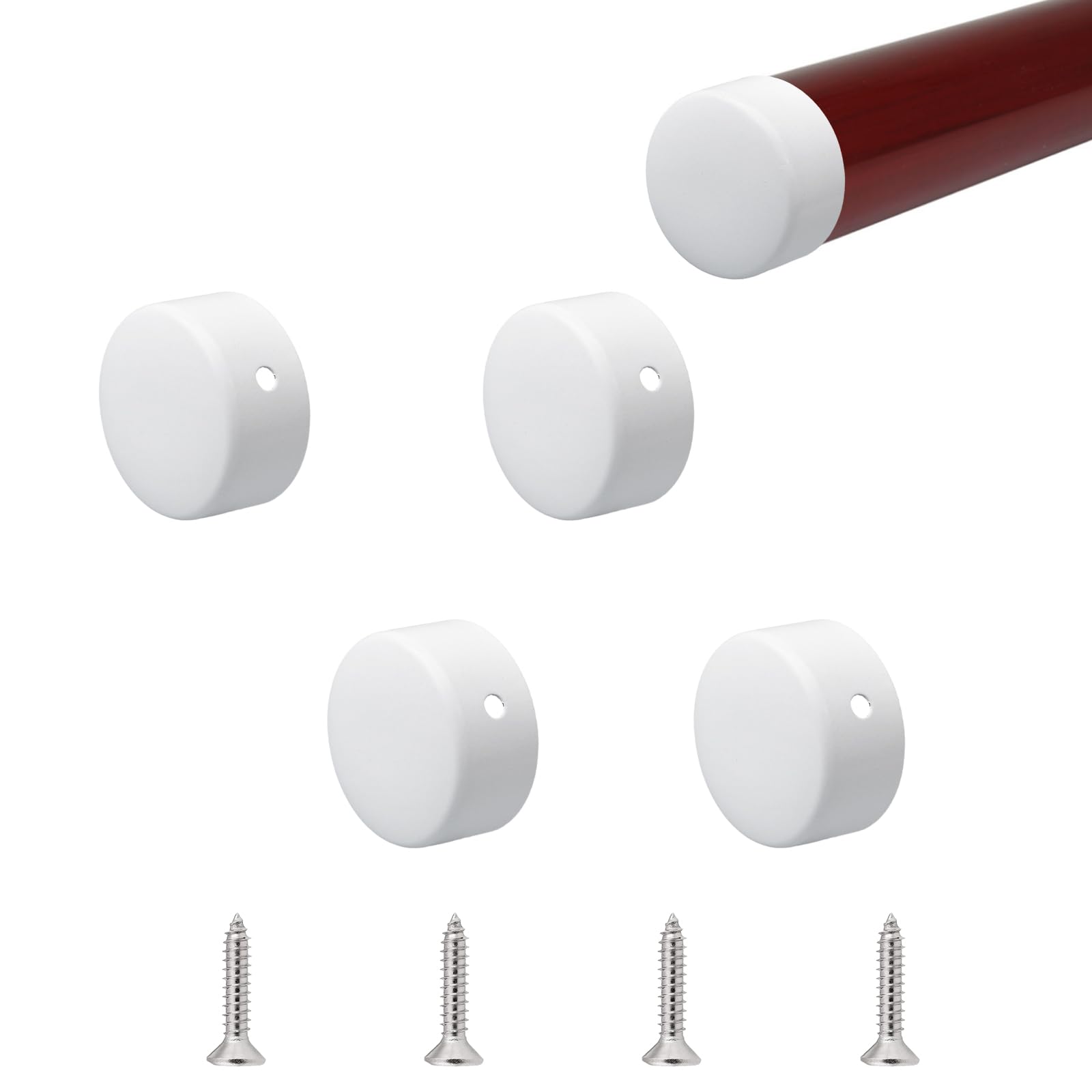 UFURMATE 4PCS 45mm Stainless Steel Round Handrail End Caps - White