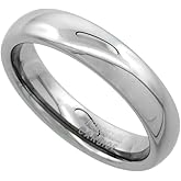 Sabrina Silver Tungsten Carbide 5mm Comfort Fit Domed Wedding Band Ring for Him & Her Mirror Polished Finish sizes 5 to 15