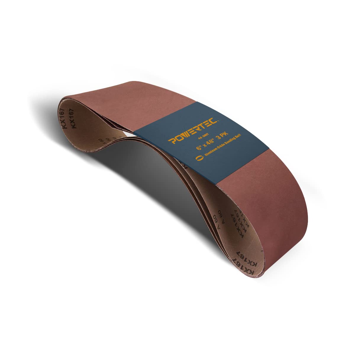 POWERTEC 110163 6 x 48-Inch Sanding Belts | 40 Grit Aluminum Oxide Sanding Belt | Premium Sandpaper – 3 Pack