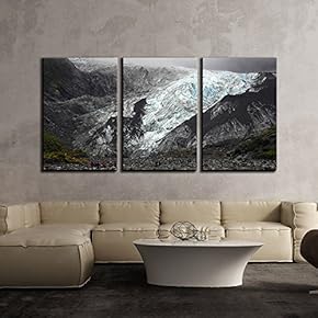 3 Piece Canvas Wall Art - Mountainous Area with Mountain Climbers - Modern Home Art Stretched and Framed Ready to Hang - 16"x24"x3 Panels