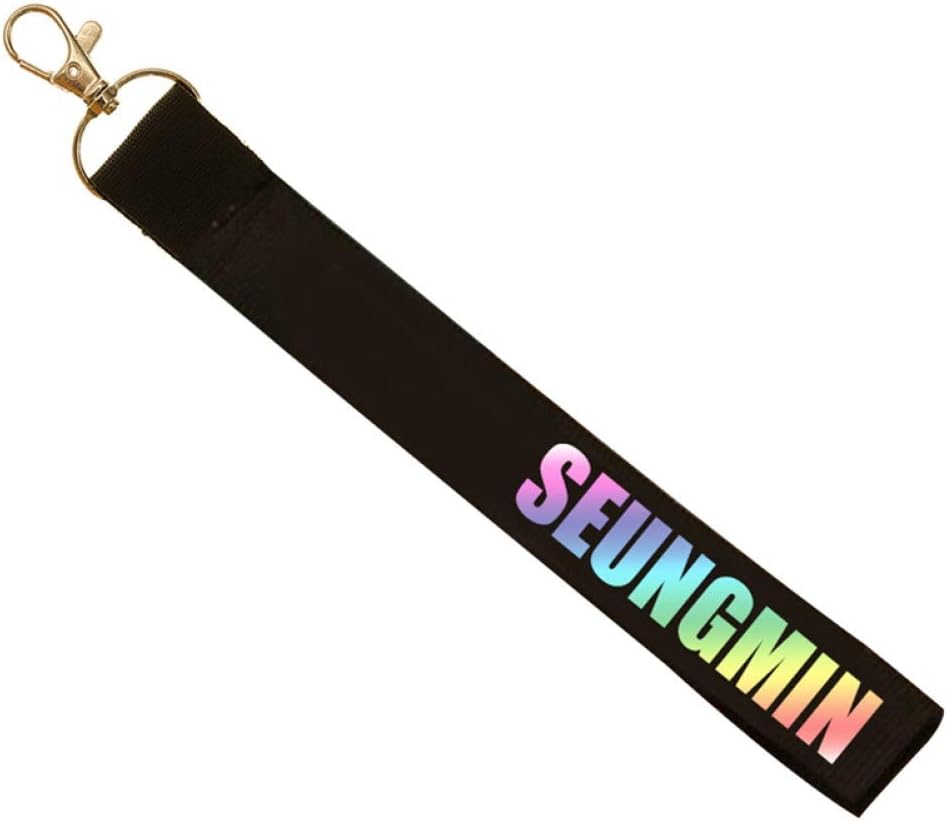 DCFVGB Keychain Stray Children Member Laser Name Strip Portrait Keyring Cute Phone Strap Keyring Ribbon Keyring